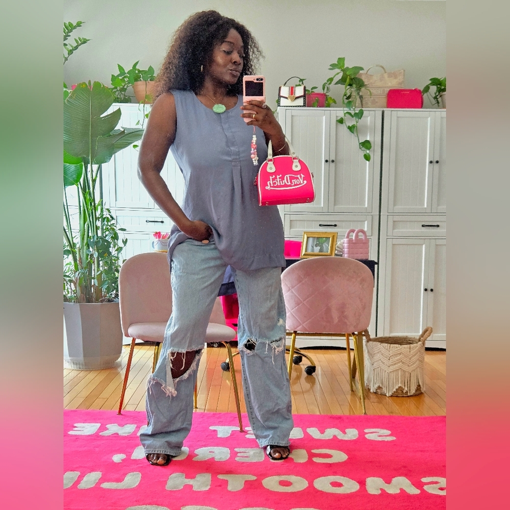 Fashion Nova - Stylish Oversized Light Blue Women Jeans